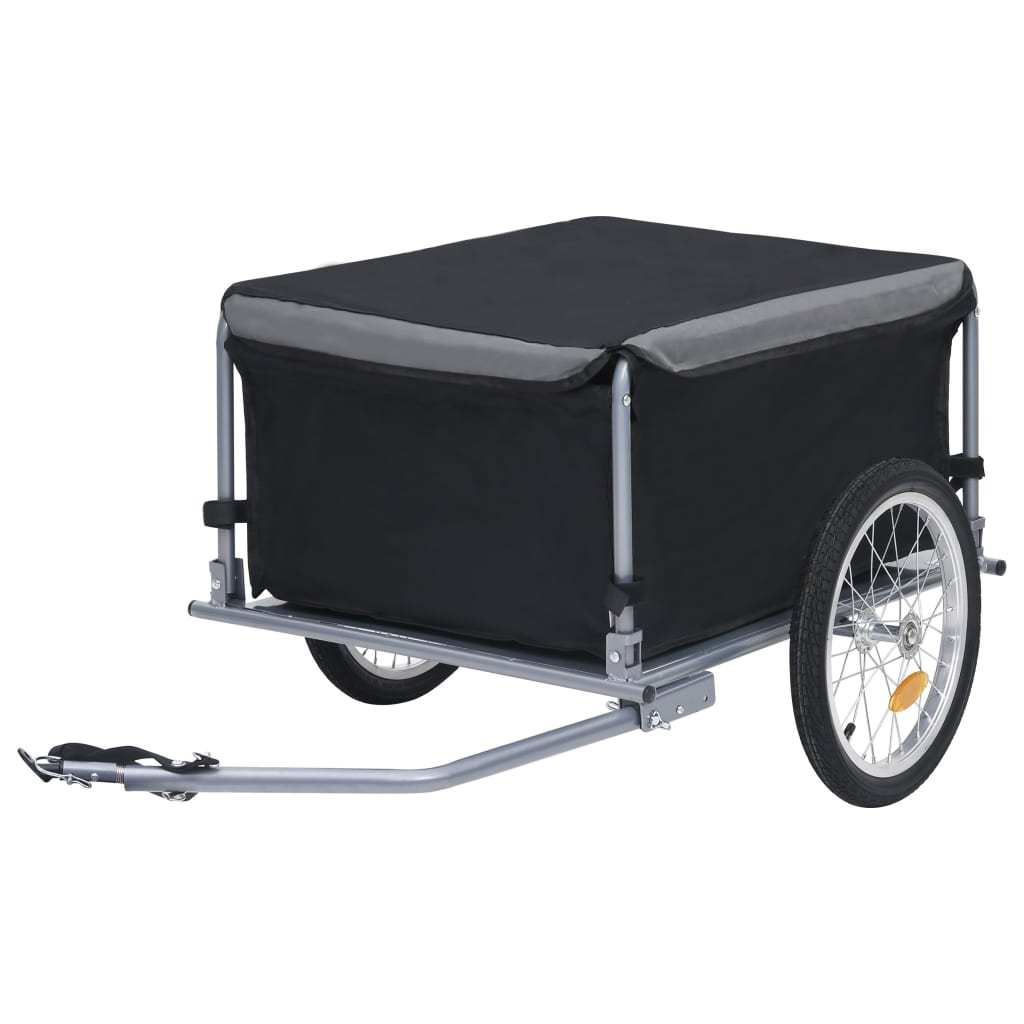 Přívěsný vozík za kolo černo-šedý 65 kg