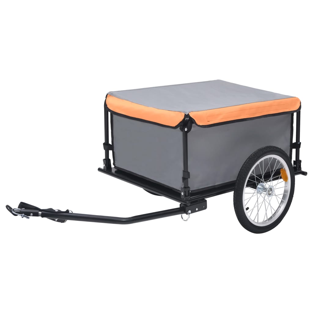 Vozík za kolo šedý a oranžový 65 kg