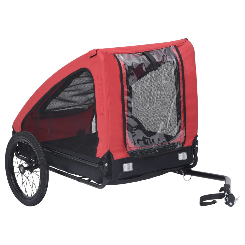 Remorque de vélo pour chien rouge et noir - Jusqu’à 40kg