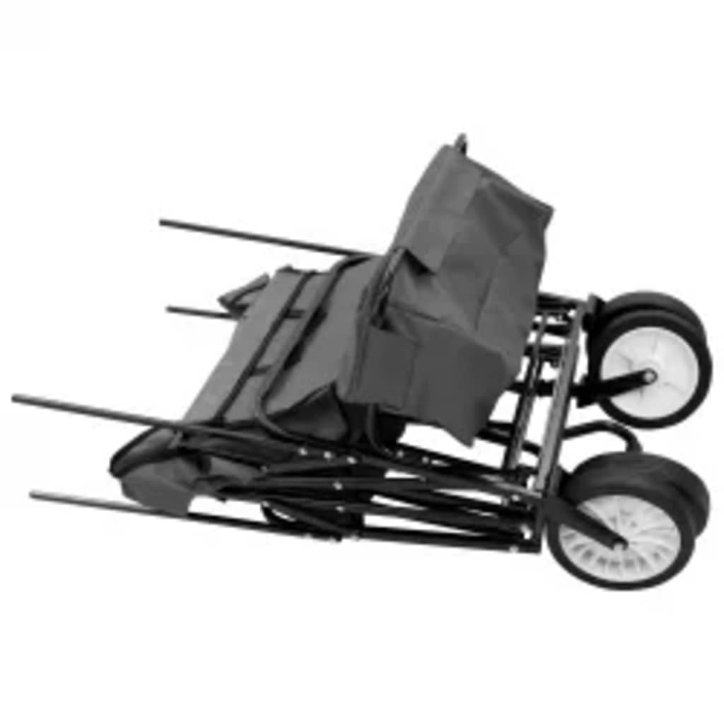 Skládací ruční vozík se stříškou ocel šedý