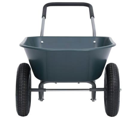 vidaXL عربة يدوية بون لأخضر ورمادي 65x63x140 سم 78 لتر 100 كجم