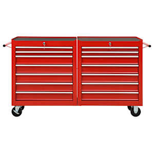 vidaXL عربة أدوات ترولي مع 14 درج فولاذ أحمر