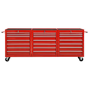 vidaXL ツールワゴン 引き出し21点付き　スチール製 レッド
