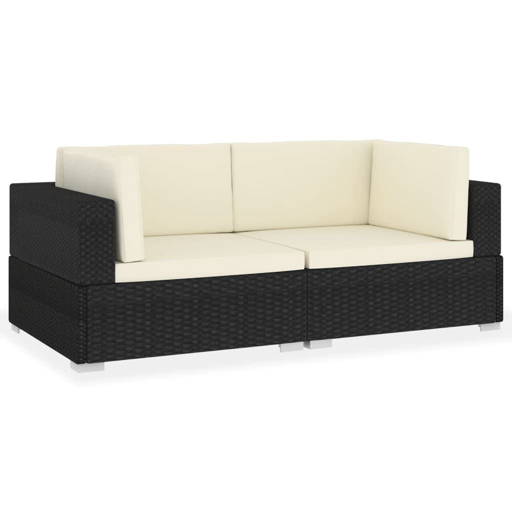 Patio Sofa Black Powder-coated steel Medium Adjustable Feet