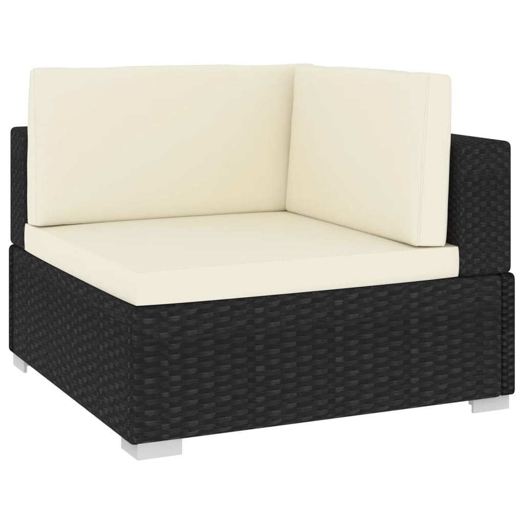 vidaXL 2 Piece Patio Sofa Set with Cushions Poly Rattan Black