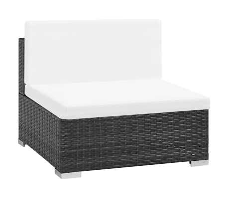 vidaXL 7 Piece Garden Lounge Set with Cushions Poly Rattan Black