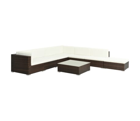 vidaXL 8-delige Loungeset met kussens poly rattan bruin