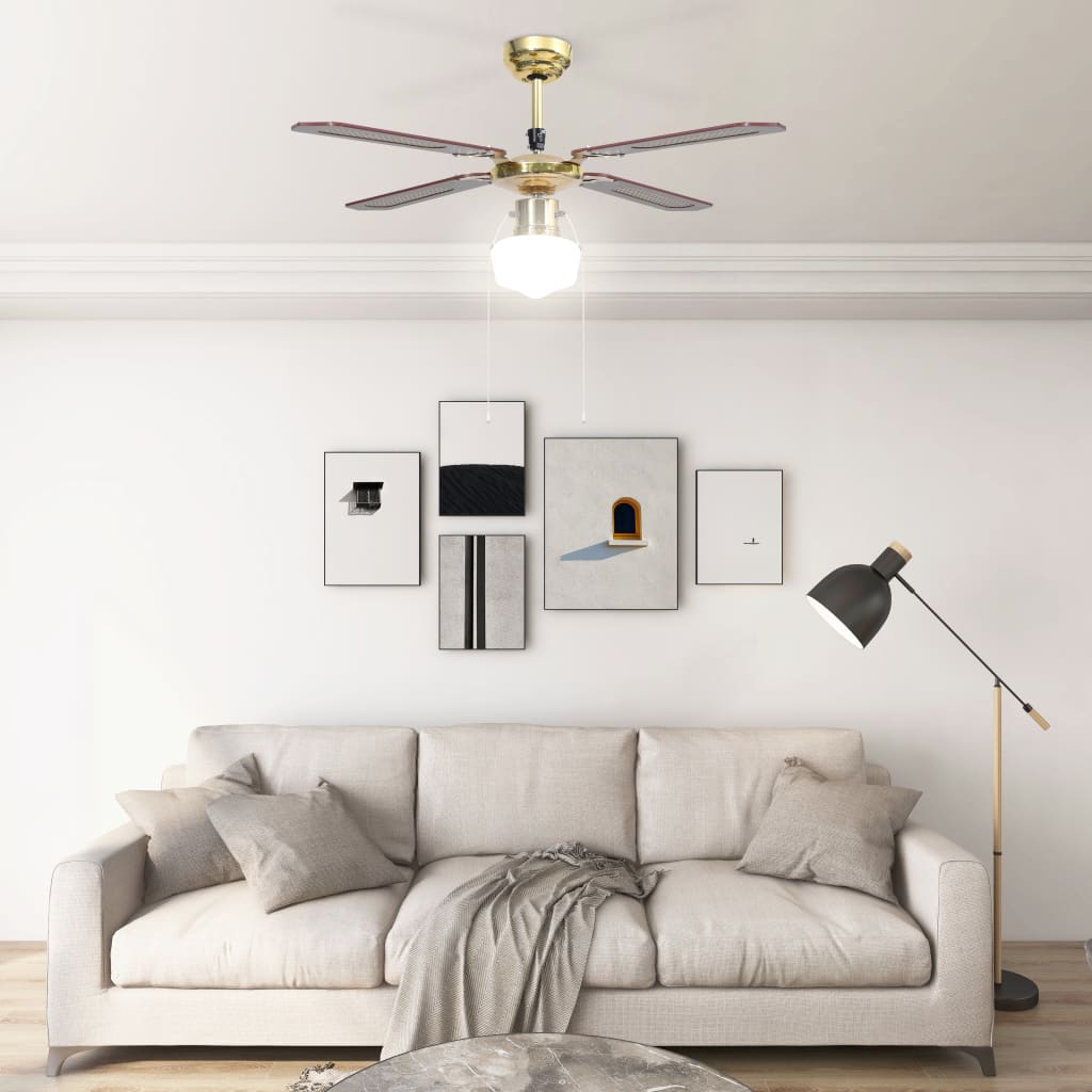 

vidaXL Plafondventilator met lamp 106 cm bruin