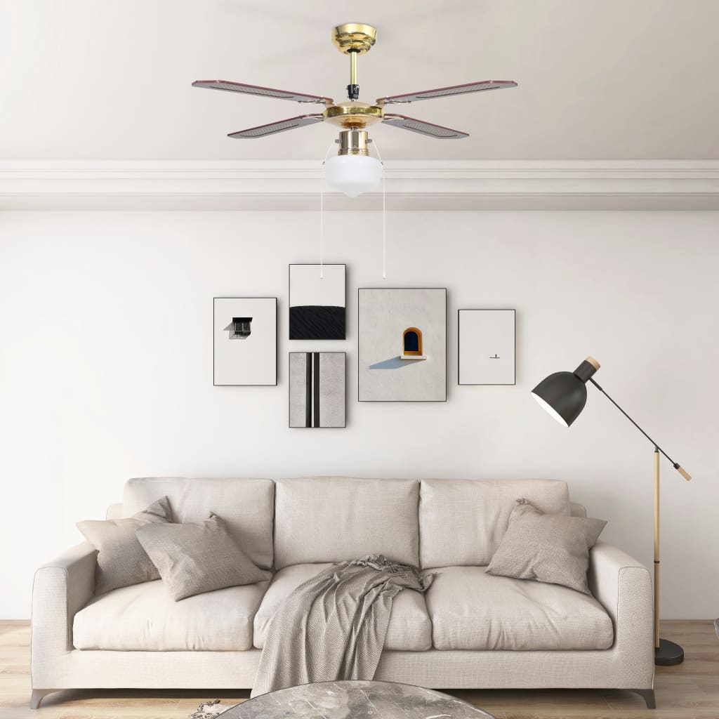vidaXL Ventilator de tavan cu iluminare, maro, 106 cm vidaXL
