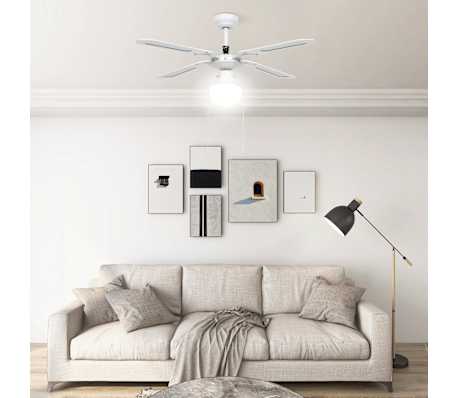 vidaXL Ventilateur de plafond avec lampe 106 cm Blanc