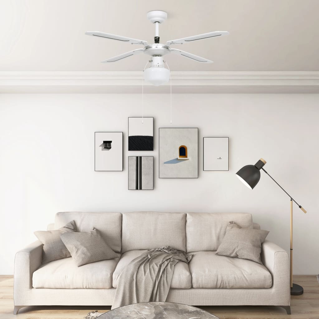 Poza vidaXL Ventilator de tavan cu iluminare, alb, 106 cm