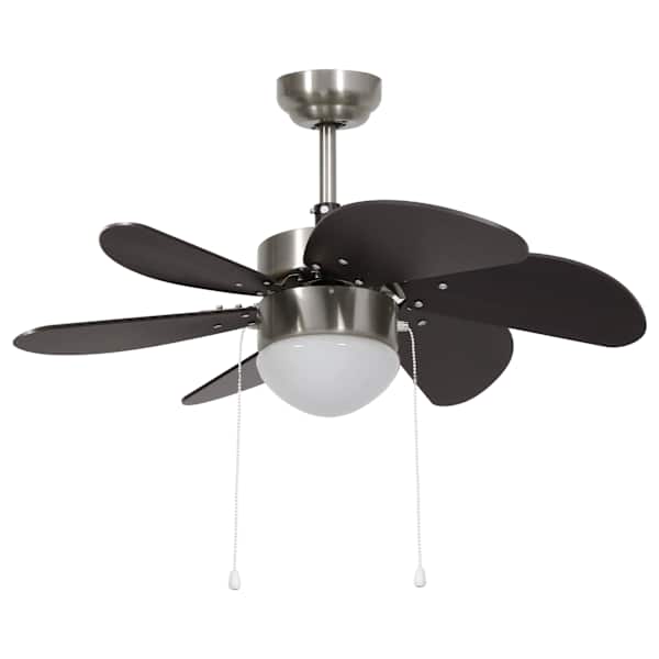 vidaXL laeventilaator valgustusega, 76 cm, tumepruun