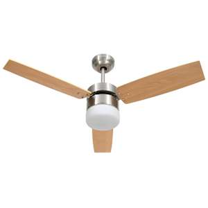 vidaXL laeventilaator valgustuse ja puldiga, 108 cm, helepruun