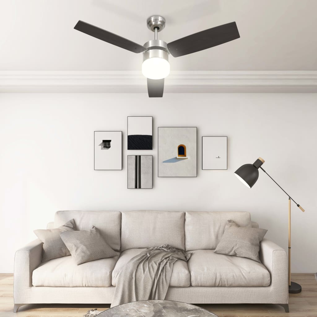

vidaXL Plafondventilator met lamp afstandsbediening 108 cm donkerbruin