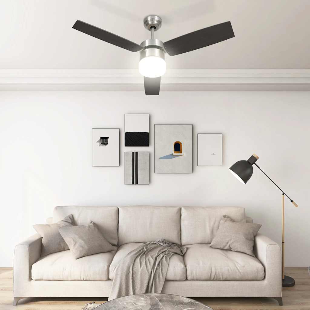 vidaXL sötétbarna mennyezeti ventilátor lámpával/távirányítóval 108 cm