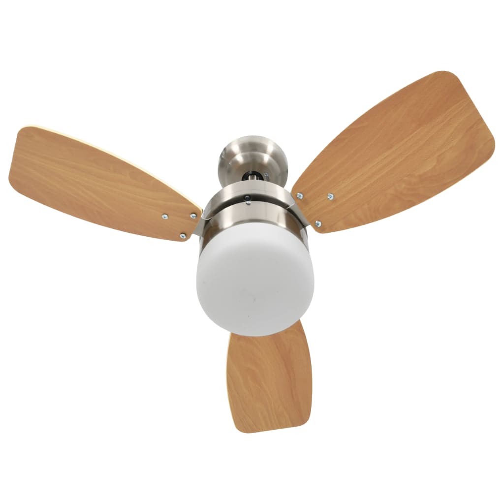 Világosbarna mennyezeti ventilátor lámpával/távirányítóval 76cm 