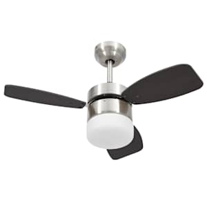 vidaXL laeventilaator valgustuse ja puldiga, 76 cm, tumepruun