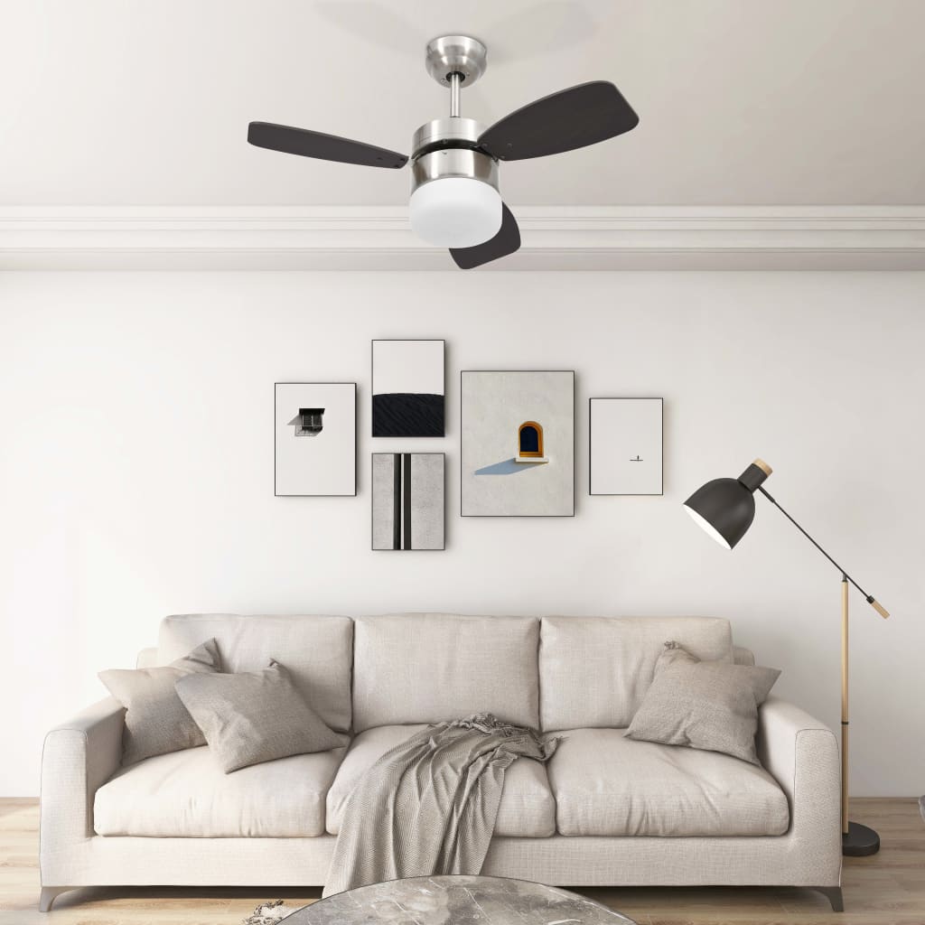 Deckenventilator mit Licht und Fernbedienung 76 cm Dunkelbraun Dunkelbraun Ø 108 x 42.5 cm