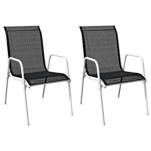 Vrtni stoli 2 kosa jeklo in tekstil črne barve