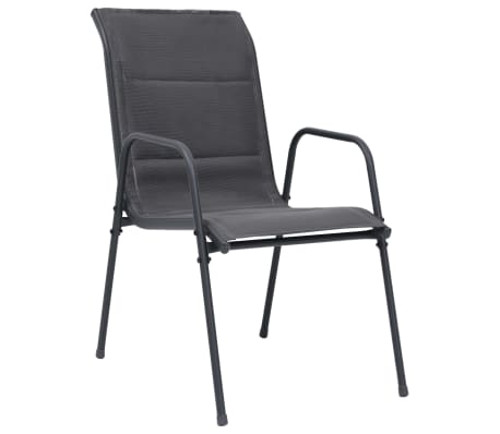 vidaXL Tuinstoelen 4 st stapelbaar staal en textileen antracietkleurig