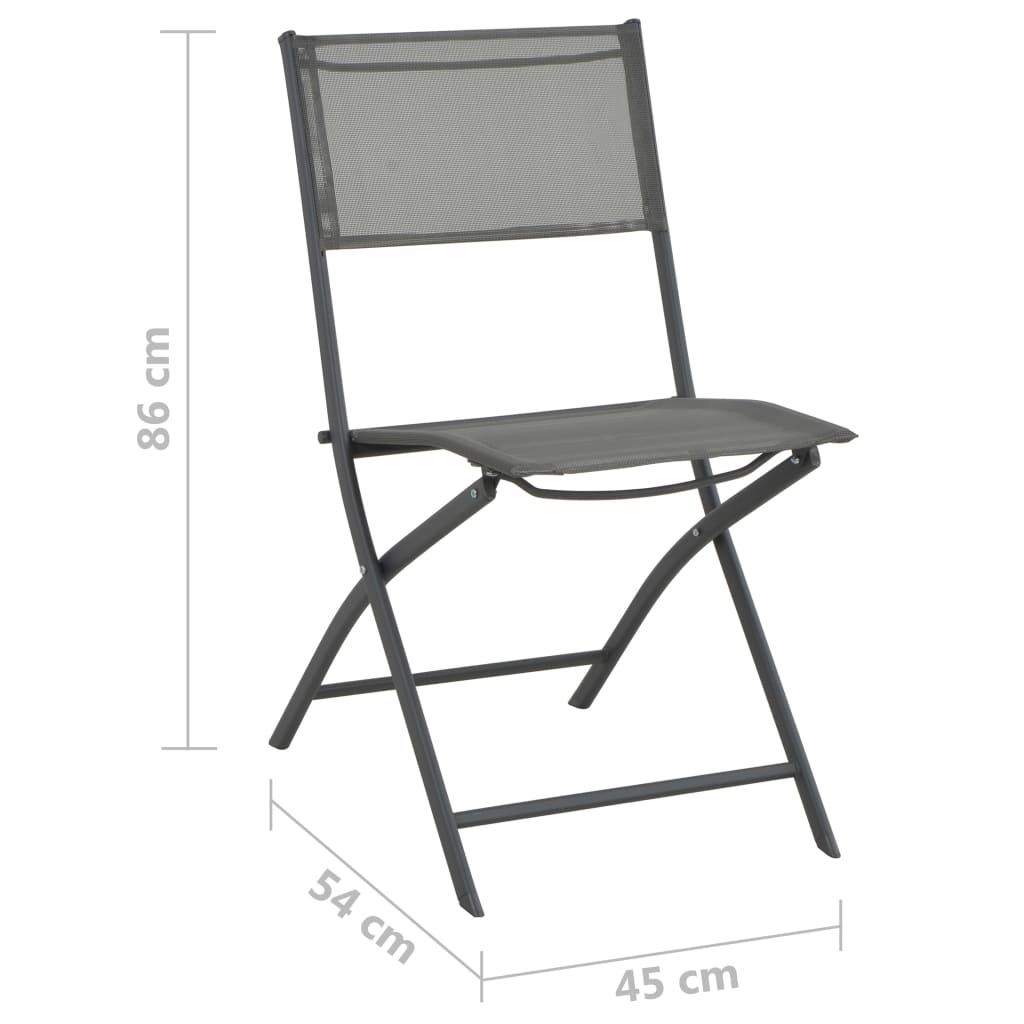 Klappbare Stühle für Außenbereich 4 Stk. Grau Stahl und Textilene kaufen
