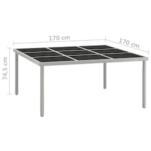 Zahradní jídelní stůl 170 x 170 x 74,5 cm sklo a ocel - obrázek 5