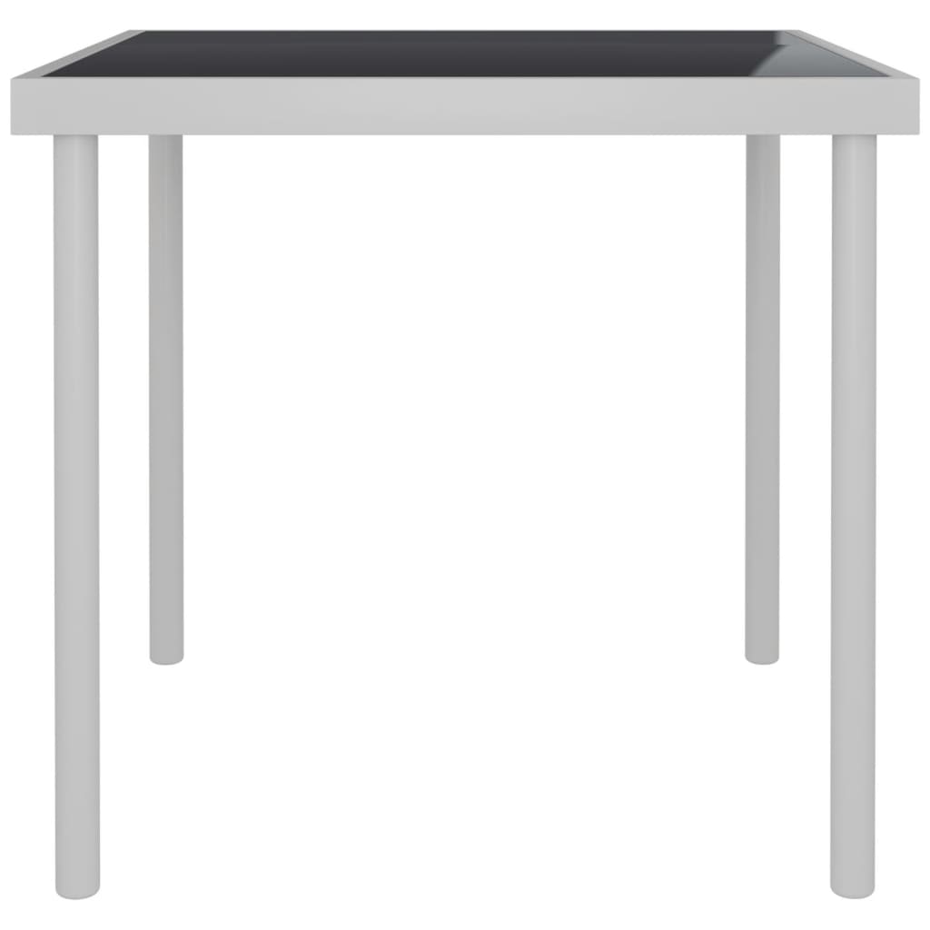 

vidaXL Tuintafel 80x80x72 cm glas en staal lichtgrijs