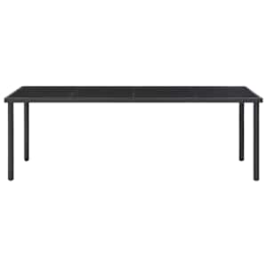 vidaXL Sodo stalas, juodos spalvos, 220x90x74,5cm, plienas ir stiklas