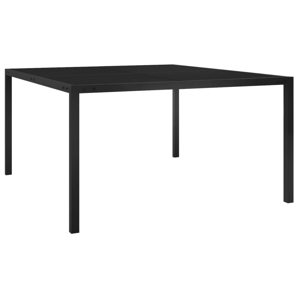 313099  GARDEN TABLE 130X130X72 CM BLACK STEEL AND GLASS V-313099