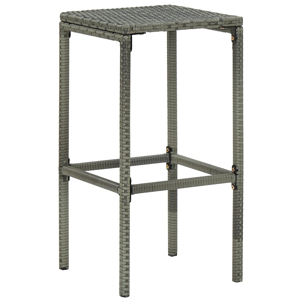 vidaXL Bar Stools with Cushions 2 pcs Gray Poly Rattan