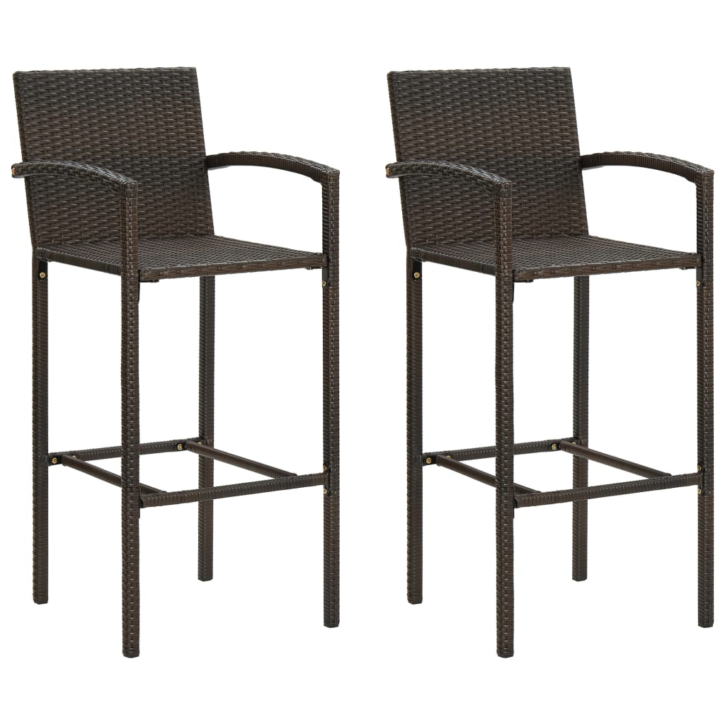 vidaXL Tabourets de bar 2 pcs Marron Résine tressée