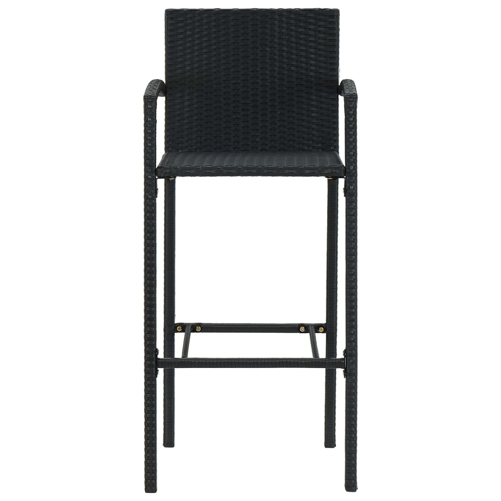  Barové stoličky 2 ks, čierne, polyratan