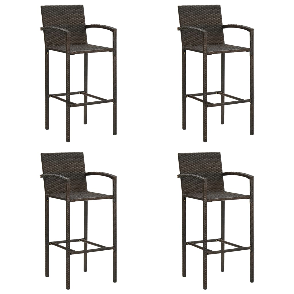 vidaXL Tabourets de bar 4 pcs Marron Résine tressée