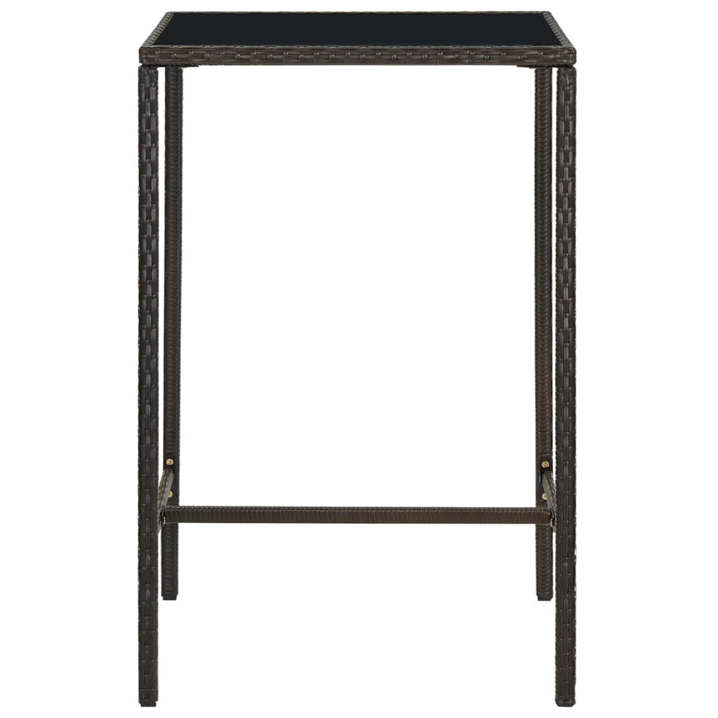 Záhradný barový stôl hnedý 70x70x110 cm polyratan a sklo