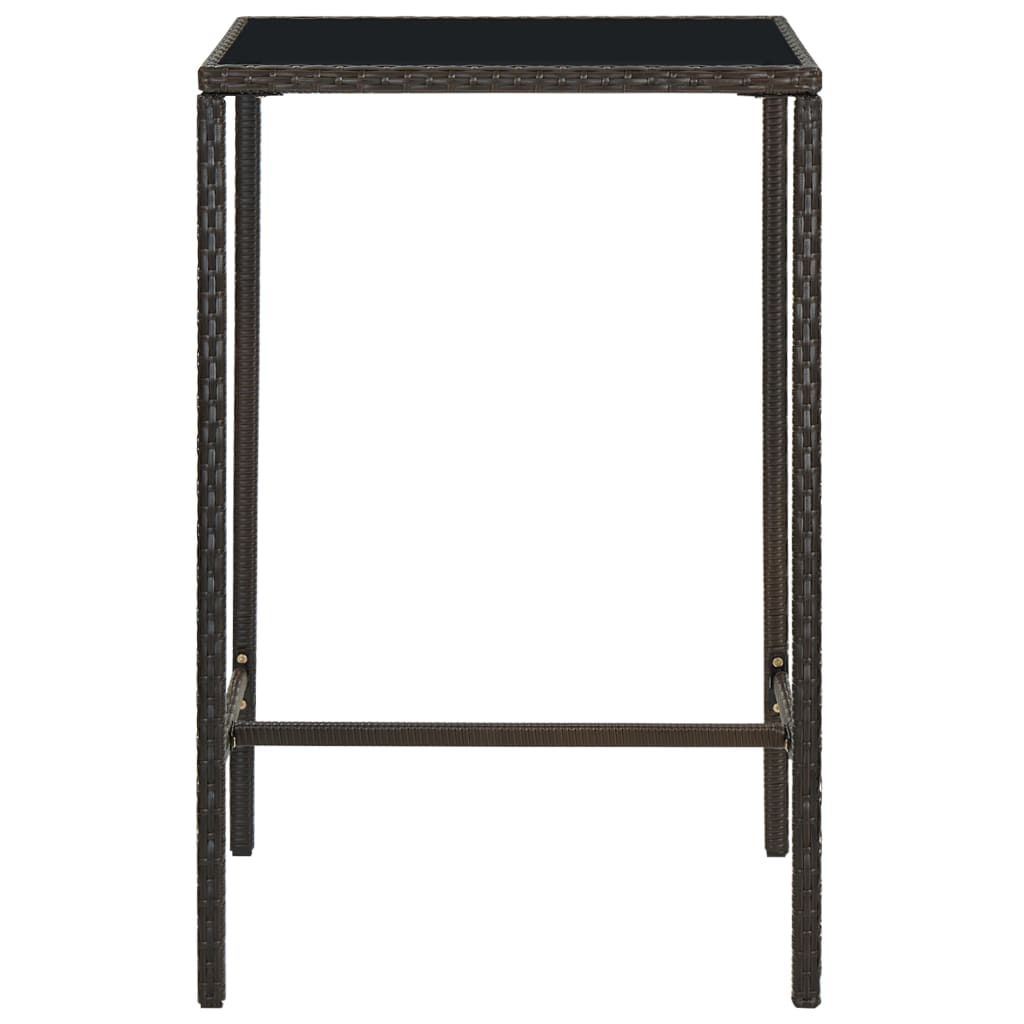 vidaXL barna polyrattan és üveg kerti bárasztal 70 x 70 x 110 cm