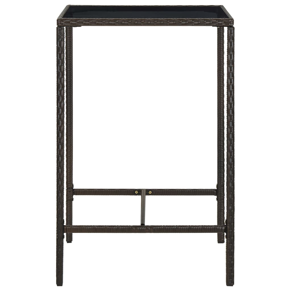 Thumbnail - vidaXL Garten-Bartisch Braun 70x70x110 cm Poly Rattan und Glas