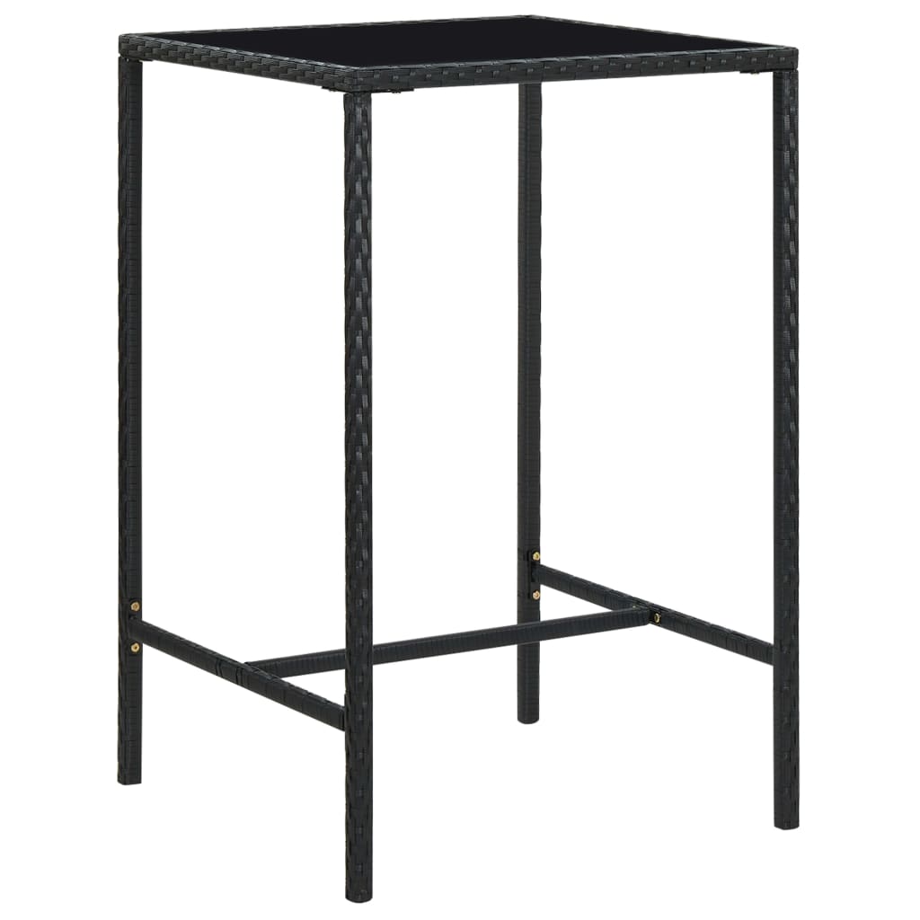 Photos - Garden Furniture VidaXL Patio Bar Table Black 27.6"x27.6"x43.3" Poly Rattan and Glass 