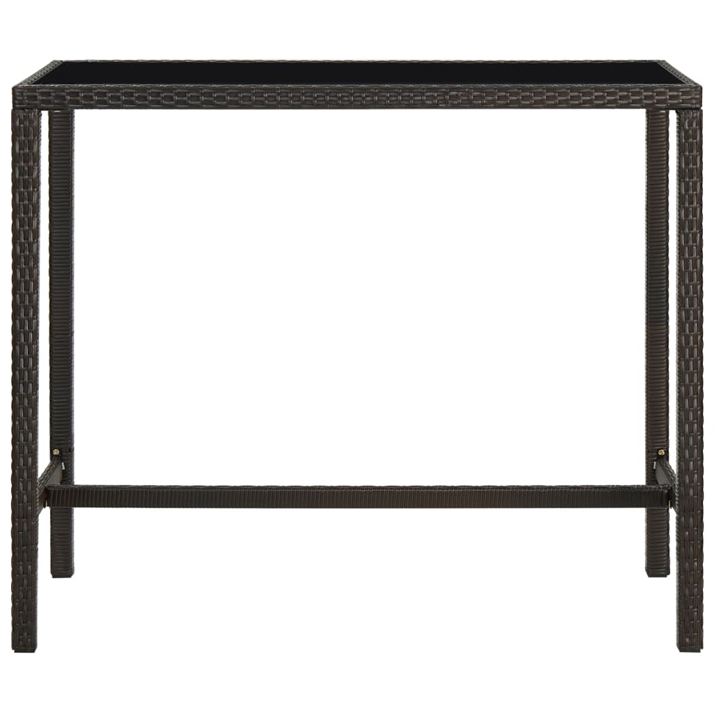  Záhradný barový stôl hnedý 130x60x110 cm polyratan a sklo