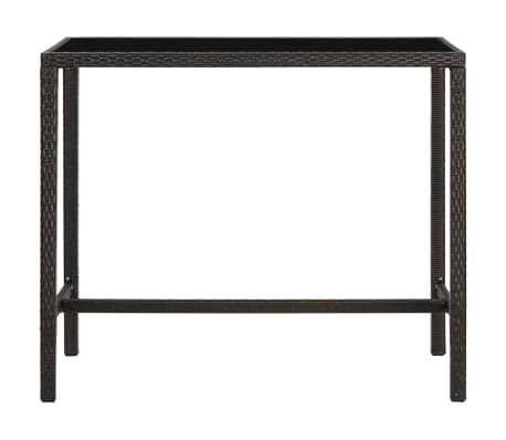 vidaXL Table de bar de jardin Marron 130x60x110cm R&eacute;sine tress&eacute;e verre