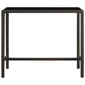 vidaXL Table de bar de jardin Marron 130x60x110cm R&eacute;sine tress&eacute;e verre
