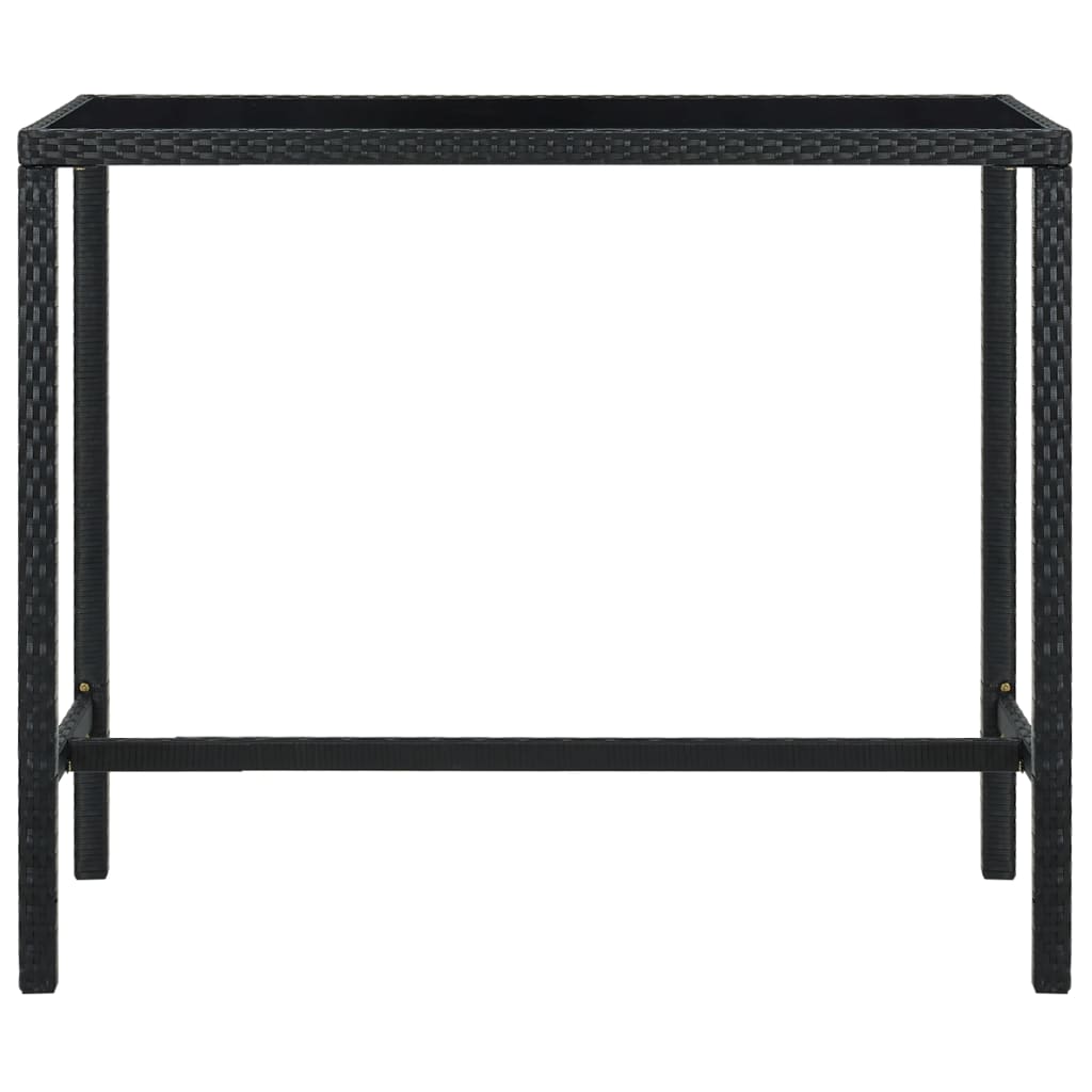  Záhradný barový stôl čierny 130x60x110 cm polyratan a sklo