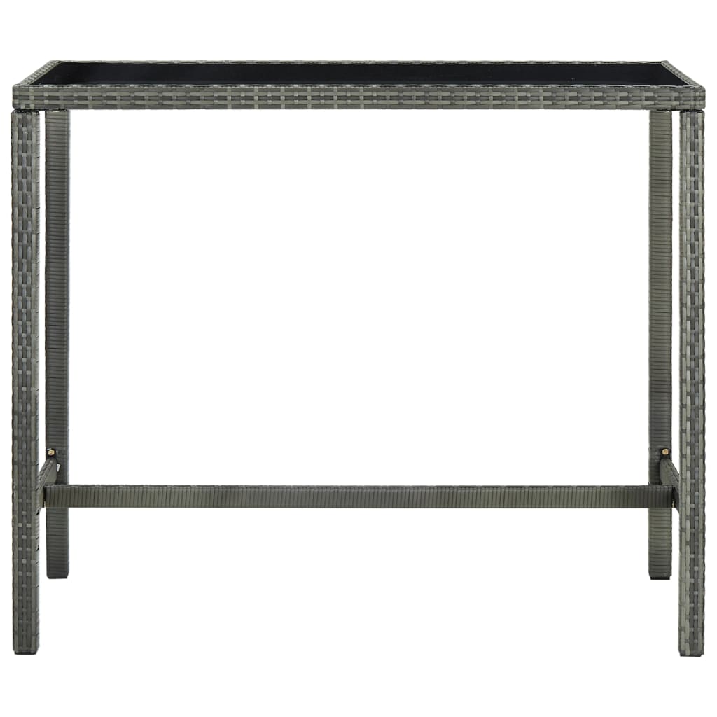 vidaXL Tuinbartafel 130x60x110 cm poly rattan en glas grijs afbeelding