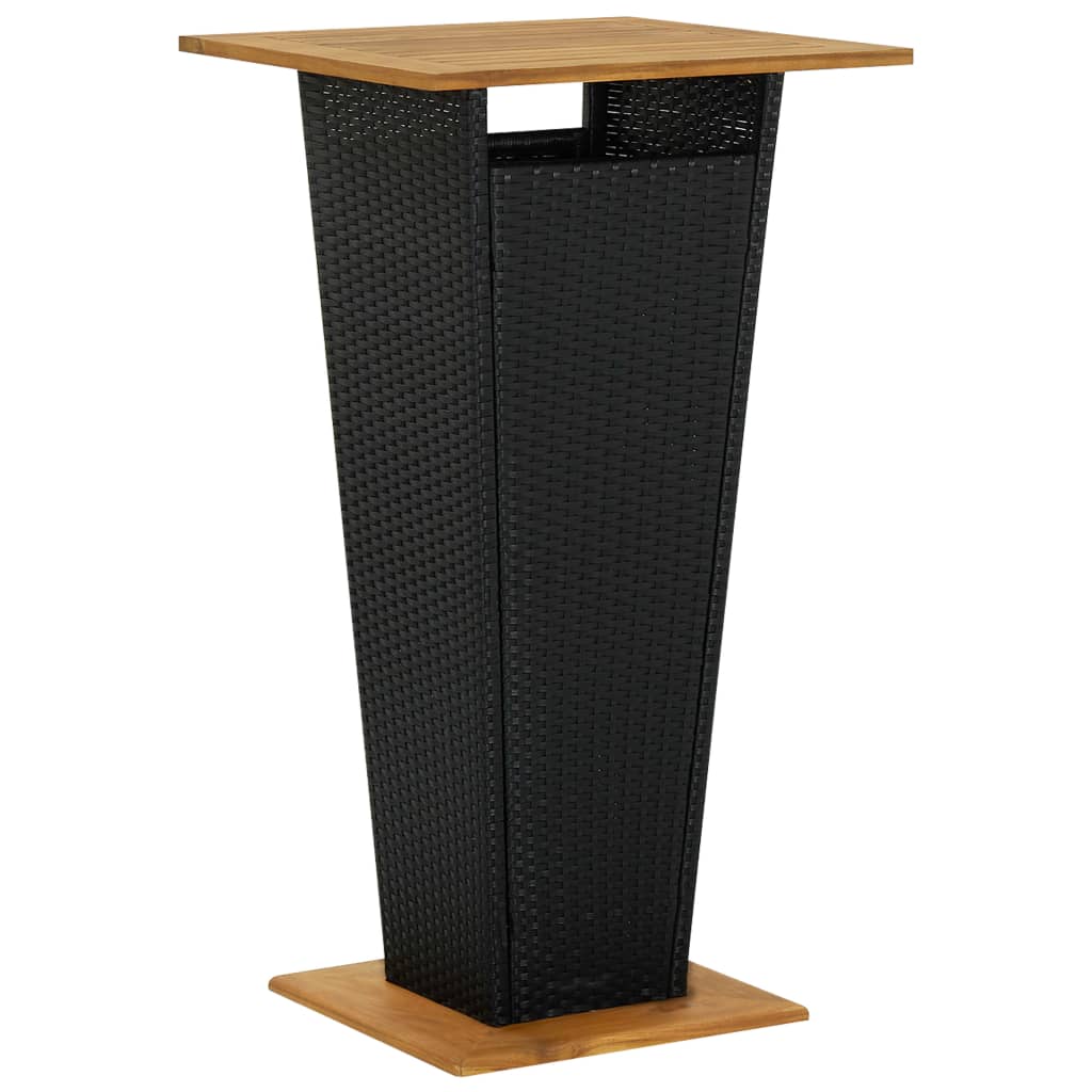 Bar Table Outdoor Pub Table with 1 Shelf Solid Acacia Wood PE Rattan vidaXL - Picture 5 of 21