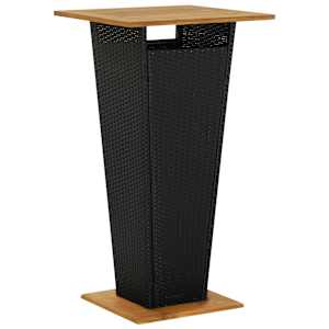 Barska miza črna 60x60x110 cm poli ratan in trden akacijev les