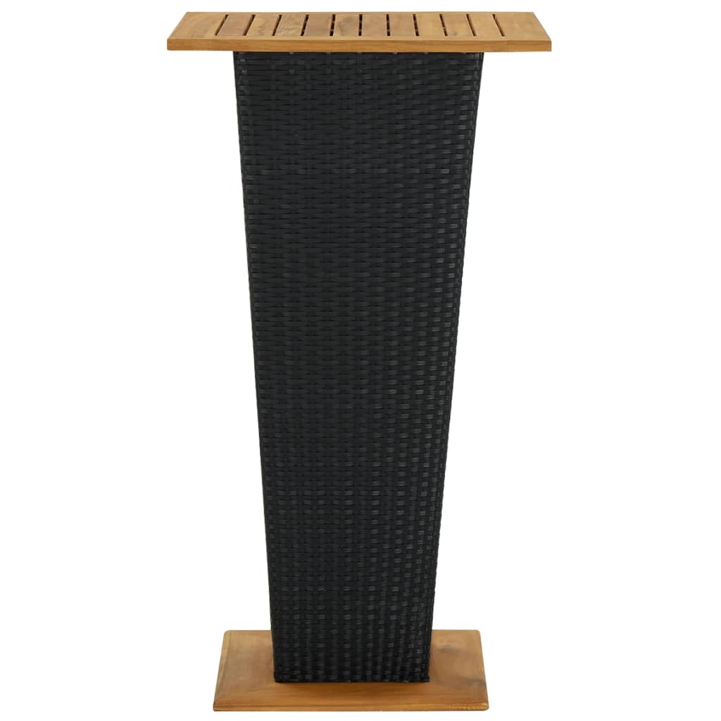 Bar Table Outdoor Pub Table with 1 Shelf Solid Acacia Wood PE Rattan vidaXL - Picture 4 of 21