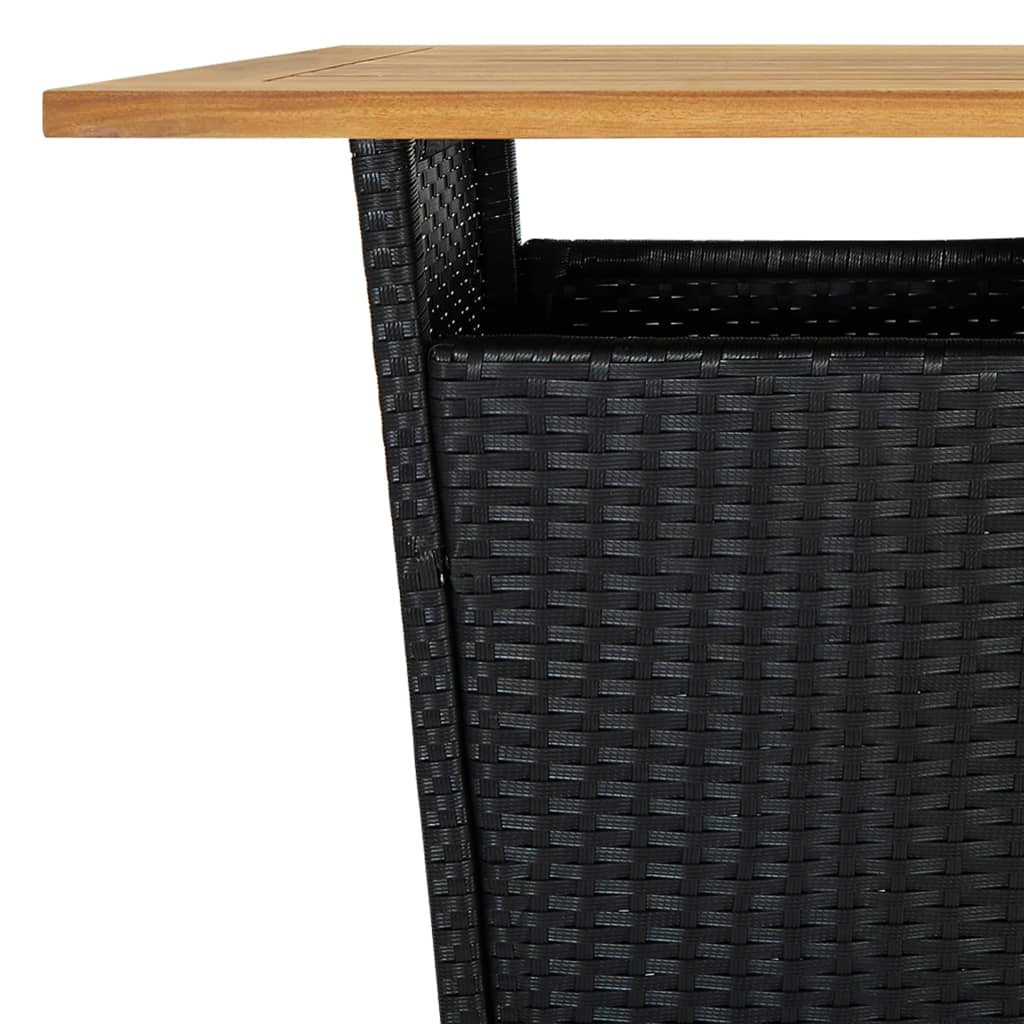 Bar Table Outdoor Pub Table with 1 Shelf Solid Acacia Wood PE Rattan vidaXL - Picture 9 of 21
