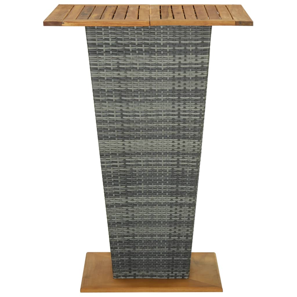 Bar Table Outdoor Pub Table with 1 Shelf Solid Acacia Wood PE Rattan vidaXL - Picture 19 of 21