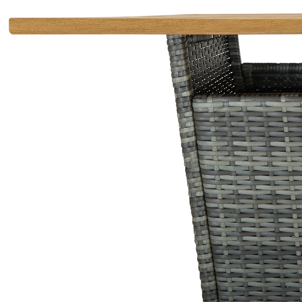 Bar Table Outdoor Pub Table with 1 Shelf Solid Acacia Wood PE Rattan vidaXL - Picture 21 of 21