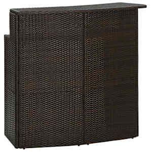 Vrtna barska miza rjava 120x55x110 cm poli ratan