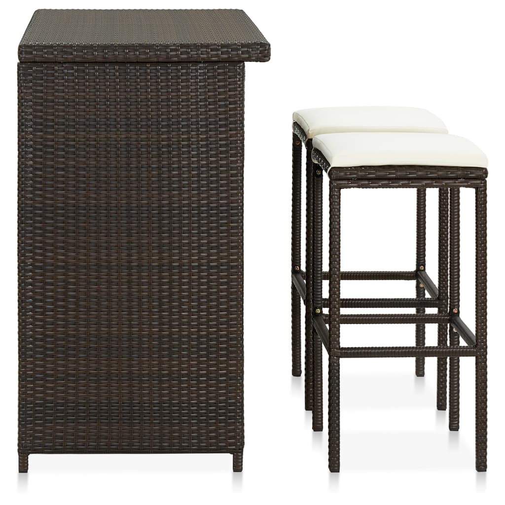 Thumbnail - vidaXL 3-tlg. Bar Set Poly Rattan Braun